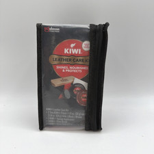 Kiwi Leather Care Kit Black Brown Shoe Polish, Shine Brush Cloth, 2 Applicators