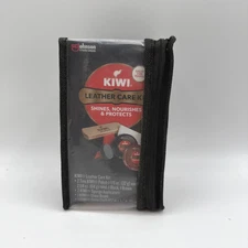 Kiwi Leather Care Kit Black&Brown Shoe Polish, Shine Brush&Cloth, 2 Applicators
