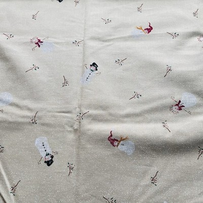 Vtg Daisy Kingdom Frosty Friends Tossed Past & Present Brown Fabric 2 yds x 45''