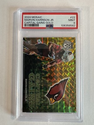 2024 Panini Mosaic Marvin Harrison Jr Capital Gains Gold 4/10 PSA 9