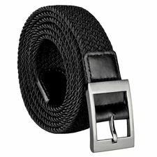 Big&Tall Men Long Black Elastic Web Belt Stretchy Plus Size Style Soft&Durable