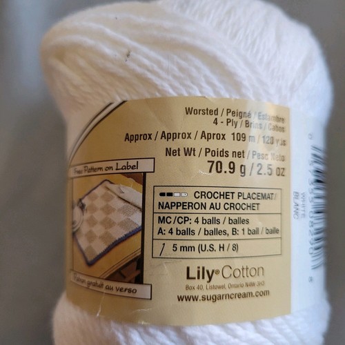 Lily Sugar 'n Cream Garn weiß 3 Unzen Farbe 00001 4-fädig Baumwolle 2er Pack, eine geöffnet - Bild 4 von 4