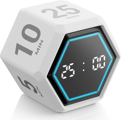 Visual Cube Timer with Visual Countdown, 5 & 25 Min Presets | 6 Preset Times (25