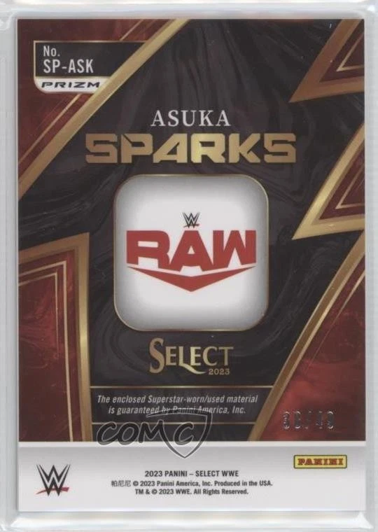 2023 Panini Select WWE Sparks Blue Prizm /49 Asuka #SP-ASK - Image 2 of 2