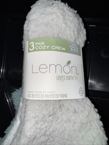 Lemon Women's 3-Pair Cozy Crew Ultra Soft Socks, Multicolor, Shoe Size: 5-9.5 - Bild 3 von 4