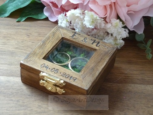 Regalo Fidanzata. Porta Alleanza di Legno, Finestra di Vetro. Scatola d'anello. - Imagen 9 de 11