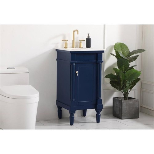 Elegant Decor Lexington 18.5" Solid Wood Single Bathroom Vanity in Blue - Picture 2 of 8