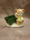 Vintage Shawnee Pottery Anthropomorphic Bear Cub With Wagon Planter Figurine