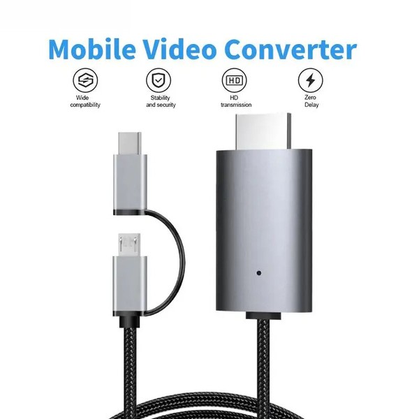 LD39 Cable HD Transmisión Pantalla TV Stick Dongle Micro USB Tipo C a HDMI Cable 1*
