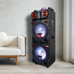 9000W Haut-parleur Bluetooth Dual 10" Subwoofer Heavy Bass Sound System Party & Mic