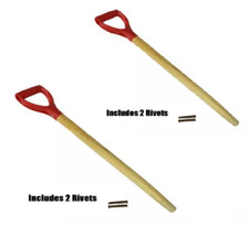2 x POLY TOP Straight Taper Wood Replacement Handle Shaft Spade Fork With Rivits