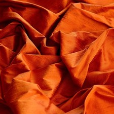 Iridescent Tangerine Dupioni 100 Silk Fabric, 44"W, By The Yard S-189