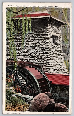 Postcard - Napanoch, New York - Water Wheel, Yama Farms Inn - posted 1925 (10j)