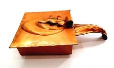 Vintage GREGORIAN Copper Silent Butler Crumb Catcher w/ Hammered & Leaf design