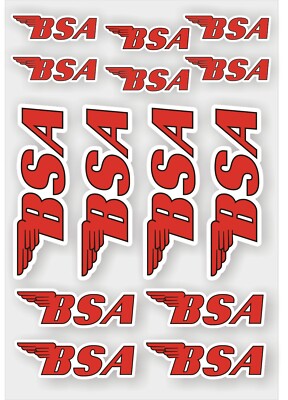 14x BSA motorcycle decals / stickers, printed on quality vinyl ...