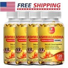 Ashwagandha Supplements 5000mg - Natural Stress  Anxiety Support Capsules