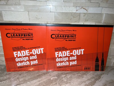 2 X CLEARPRINT Fade Out Design & Sketch Pad ISOMETRIC GRID 60 SHEETS 8.5 X11