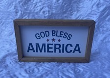 God Bless America Home Decor Wood Sign 4th Of July Red White Blue Patriotic Star