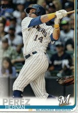 #617 Hernan Perez Milwaukee Brewers 2019 Topps Series 2 Baseball Card