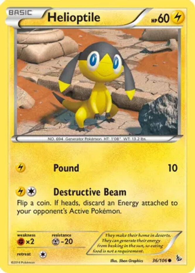 Pokemon - Helioptile - 36/106 - Common - Reverse Holo - XY - Flashfire - NM