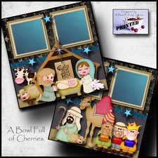 ADORE HIM nativity 2 premade scrapbook pages paper PRINTED CHRISTMAS BY CHERRY