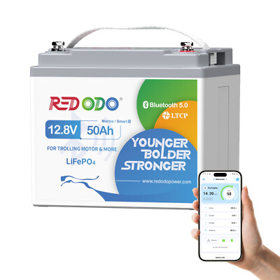 Redodo 12V 50Ah Bluetooth LiFePO4 Akku Lithium Batterie Mit Tieftemperaturschutz