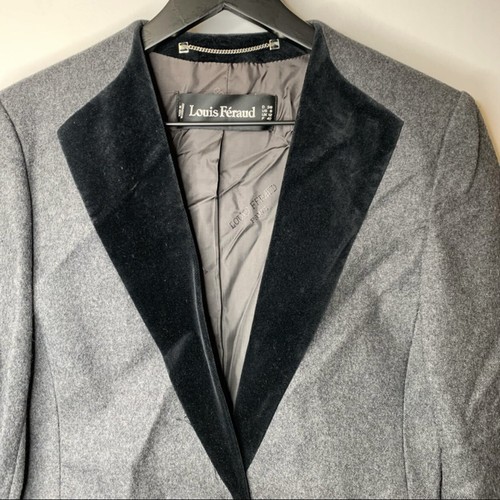 Louis Feraud Vintage Grey and Black Wool and Velvet Suit Size 8 - Picture 2 of 11