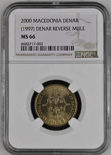 2000 Macedonia Denar NGC Error Muled 1997 Reverse MS 66
