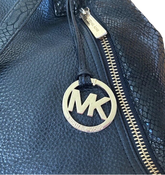 Michael Kors XL Black Leather & Python Shoulder B… - image 13