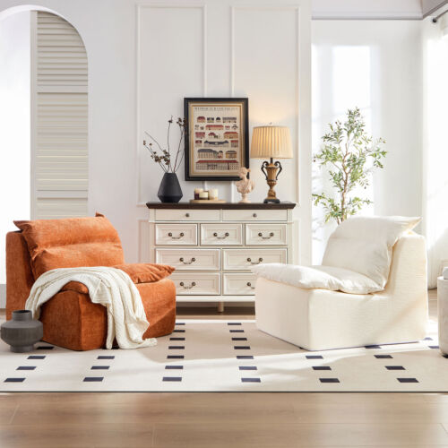 Accent Armless Chair Lazy Floor Seating,Leisure Accent Single Couch with Backre - Picture 17 of 19