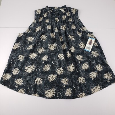 Joie Baltic Blouse Print Sleeveless Women's Large Gray & White Top New Tags