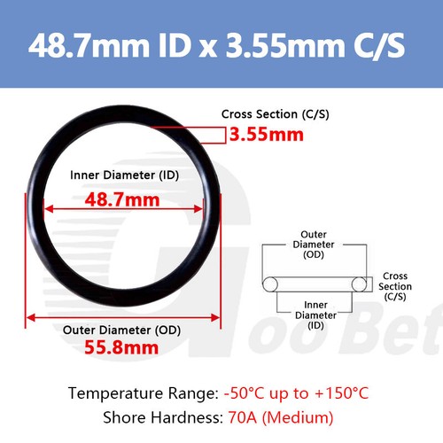 Hose Pipe Connector Seals O-rings EPDM 3.55mm Cross Section 8-400mm ID 70A Shore - Picture 50 of 138