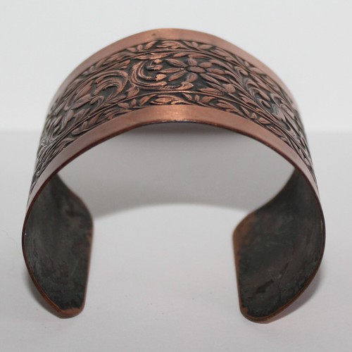 Vintage Copper Embossed Flower Cuff Bracelet CSM2 - Picture 6 of 6