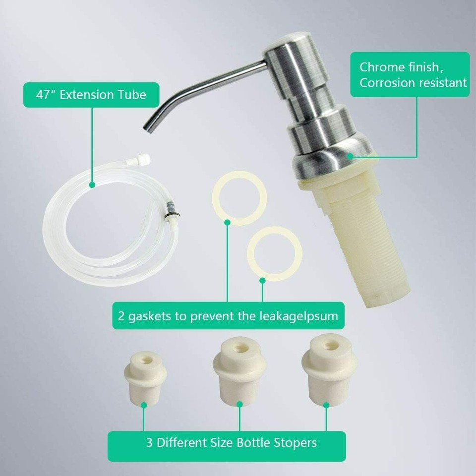 OHiHi Dish Soap Dispenser Kitchen Sink Stainless Steel Countertop 47