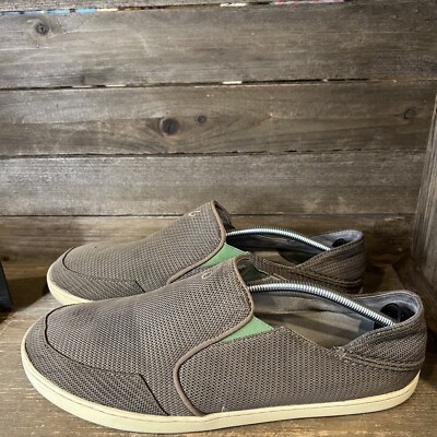 Mens Olukai Nohea Taupe Mesh Slip On Casual Beach Shoes  display picture 1