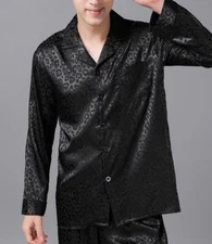 Silkpeace  FREE SHIP USA  Mens Satin Silk Pajamas Set Shirt Lounge Pants POCKET