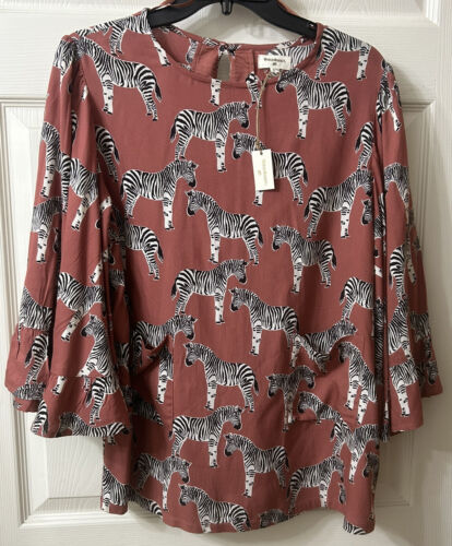NEU Weltmarkt Damen Top Gr. S/M Glockenärmel Taschen mauve mit Zebra Print - Bild 2 von 16