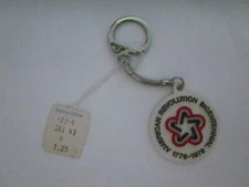 Vintage 1776 1976 Revolution Bicentennial Keychain Strawbridge & Clothier tag