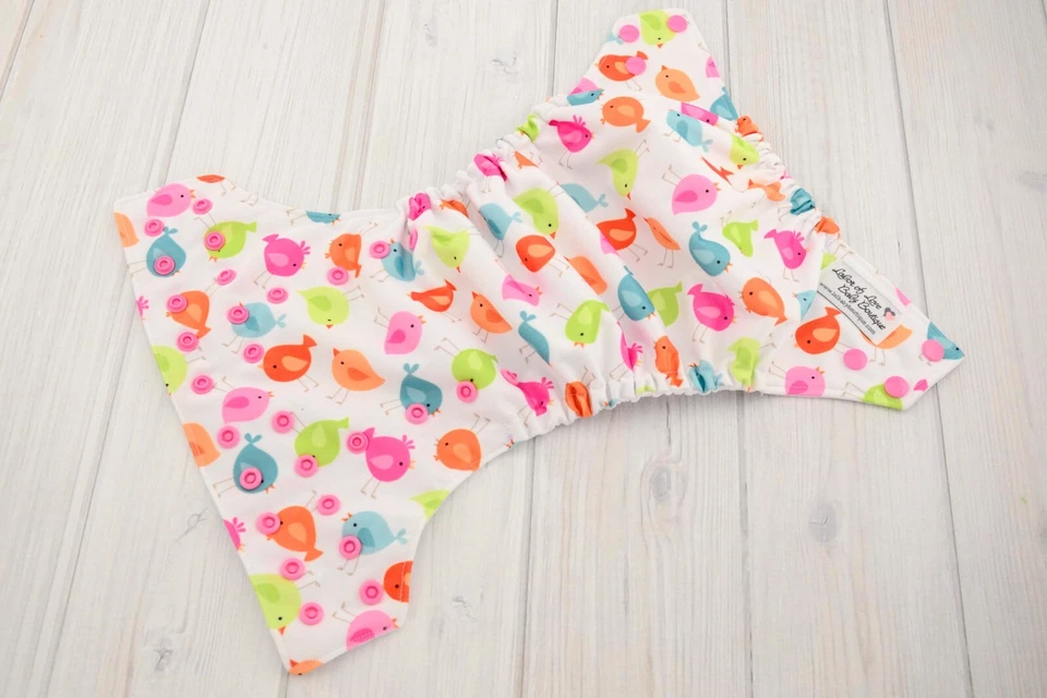 Funda de pañal de tela talla única, pájaros coloridos, pañal impermeable para bebé AI2 Foto 3 de 4