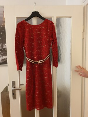 Hallhuber Spitzenkleid rot mit Taillengürtel Gr. 34 neu mit Etikett