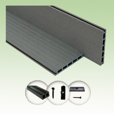 Terrassendielen WPC Komplettset WoodoBasic (20 x 145 mm, 2,4 m lang) grau