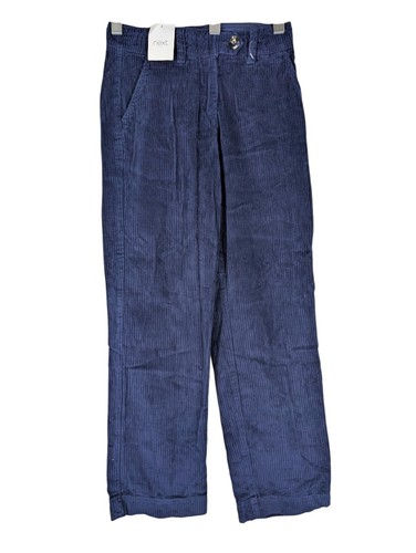 Next Corduroy Blue Trousers, Navy Straight Leg Cord Cotton Size UK 8R