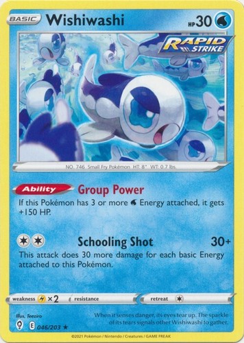 Wishiwashi 46 Rare Evolving Skies Pokemon TCG