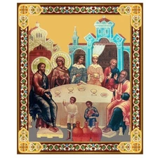 Wedding in Cana Christian Orthodox Catholic Icon Wooden Wall Hanging Standing