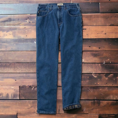 LL Bean Mens Double L Flannel Lined Stonewashed Jeans Size 37x32 Natural Fit NWT - Picture 3 of 8