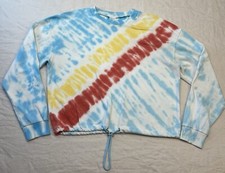 NO BOUNDARIES Pullover Sweatshirt Women Sz L 11/13 Cropped Tie Dye Drawstring