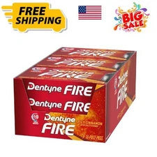 Dentyne Fire Spicy Cinnamon Sugar Free Gum, Pack of 9 (144 Total Pieces)