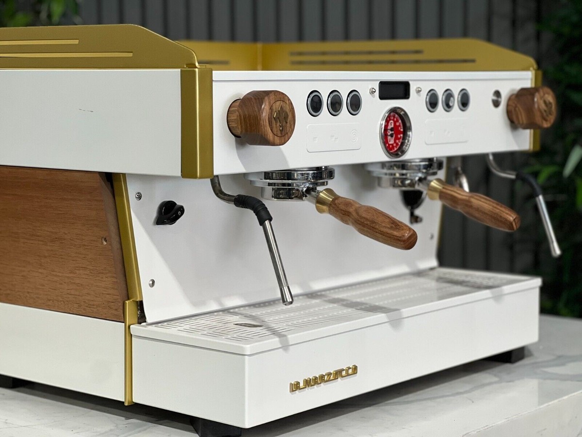 LA MARZOCCO LINEA PB 2 GROUP WHITE GOLD & TIMBER ESPRESSO COFFEE 
