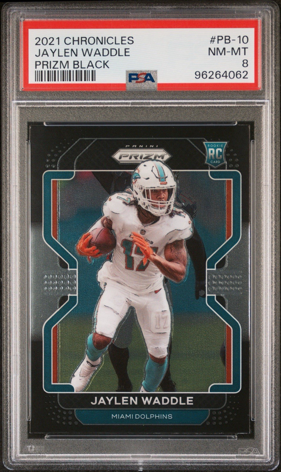2021 Jaylen Waddle Panini Chronicles Prizm Black Rookie RC #PB-10 PSA Dolphins