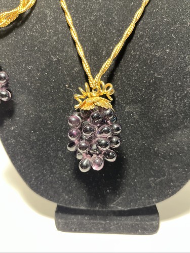 Vintage Signed Napier Purple Amethyst Grape Cluster Necklace And Bracelet - Picture 4 of 15